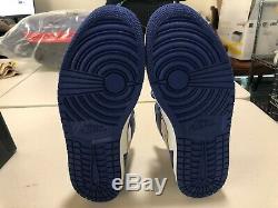 Nike Air Jordan Retro 1 High Gold Medal Size 12.5 White Deep Royal Blue