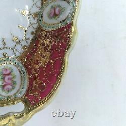 Noritake Nippon Oval Celery Dish Rose medallion Gold Encrusted Royal Crockery