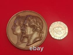 Original 1866 Paris Mint 46mm Bronze Medal Napoleon III Imperial Visit Auxerre