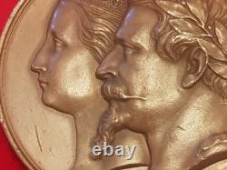 Original 1866 Paris Mint 46mm Bronze Medal Napoleon III Imperial Visit Auxerre