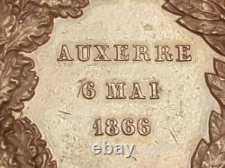 Original 1866 Paris Mint 46mm Bronze Medal Napoleon III Imperial Visit Auxerre
