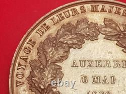 Original 1866 Paris Mint 46mm Bronze Medal Napoleon III Imperial Visit Auxerre