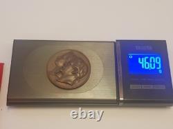 Original 1866 Paris Mint 46mm Bronze Medal Napoleon III Imperial Visit Auxerre