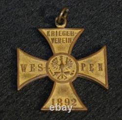 Original Imperial German Kriegerverein Warrior League Veterans Medal 1892 Wespen