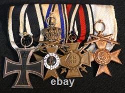 Original WW1 Imperial German Army Bavaria Medal Bar Iron Cross Merenti 1917