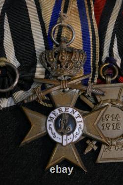 Original WW1 Imperial German Army Bavaria Medal Bar Iron Cross Merenti 1917