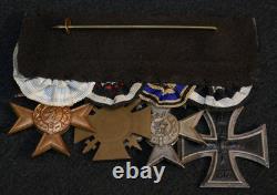 Original WW1 Imperial German Army Bavaria Medal Bar Iron Cross Merenti 1917