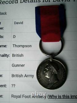 Original Waterloo 1815 medal Gunner David Thompson 3rd Regiment Royal Artillery