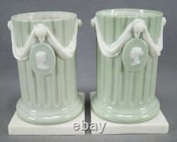 Pair of Royal Worcester Neoclassical Celadon Green Glaze Spill Vases C. 1862-1875