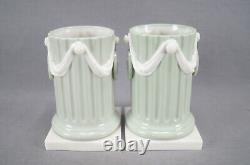 Pair of Royal Worcester Neoclassical Celadon Green Glaze Spill Vases C. 1862-1875