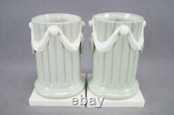Pair of Royal Worcester Neoclassical Celadon Green Glaze Spill Vases C. 1862-1875