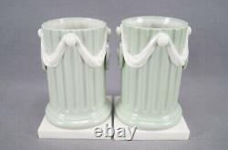 Pair of Royal Worcester Neoclassical Celadon Green Glaze Spill Vases C. 1862-1875