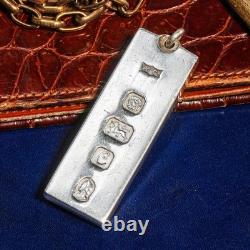 Queen Elizabeth II Jubilee Vintage Sterling Silver Miniature Bar Ingot Pendent