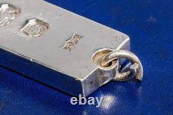 Queen Elizabeth II Jubilee Vintage Sterling Silver Miniature Bar Ingot Pendent