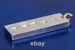 Queen Elizabeth II Jubilee Vintage Sterling Silver Miniature Bar Ingot Pendent