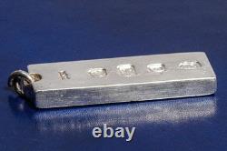Queen Elizabeth II Jubilee Vintage Sterling Silver Miniature Bar Ingot Pendent