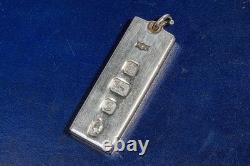 Queen Elizabeth II Jubilee Vintage Sterling Silver Miniature Bar Ingot Pendent