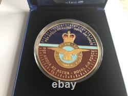 RAF A GLORIOUS HISTORY OF THE ROYAL AIR FORCE 24CT GOLD PLATED 75mm MEDAL