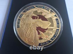 RAF A GLORIOUS HISTORY OF THE ROYAL AIR FORCE 24CT GOLD PLATED 75mm MEDAL