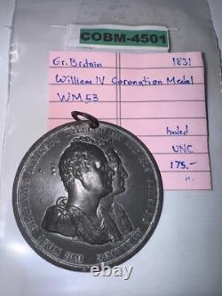 RARE BRITISH CORONATION MEDAL 1831 William IIII (IV) & Adelaide UNC COBM-4501