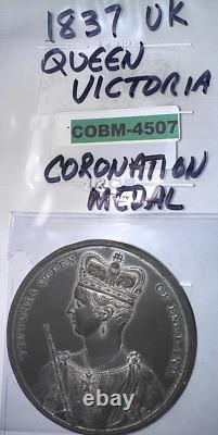 RARE BRITISH CORONATION MEDAL 1838 Queen Victoria Large Antique COBM-4507