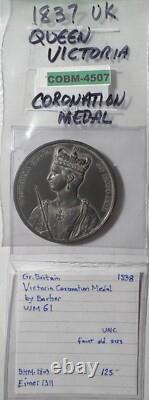 RARE BRITISH CORONATION MEDAL 1838 Queen Victoria Large Antique COBM-4507