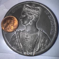 RARE BRITISH CORONATION MEDAL 1838 Queen Victoria Large Antique COBM-4507