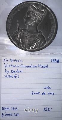 RARE BRITISH CORONATION MEDAL 1838 Queen Victoria Large Antique COBM-4507
