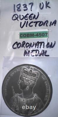 RARE BRITISH CORONATION MEDAL 1838 Queen Victoria Large Antique COBM-4507