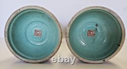 RARE QING DYNASTY Pair IMPERIAL Famille Rose Emblem Altar Ornament QIANLONG Seal