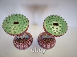 RARE QING DYNASTY Pair IMPERIAL Famille Rose Emblem Altar Ornament QIANLONG Seal
