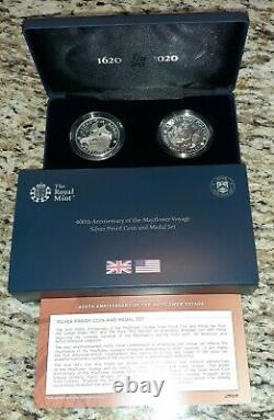 ROYAL MINT 400th Anniversary Mayflower Voyage 2pc Silver Proof Coin Medal 2020