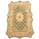 ROYAL PALACE MEDALLION-SHAPED WOOL AREA RUG IN SAGE & LINEN 57 x 93 or 5'x8