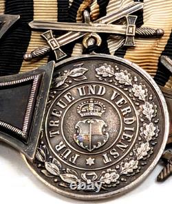 Rare WW1 Imperial Germany & Hohenzollern Merit Medal swords service medal bar
