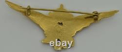 Rare WWII Bulgarian Royal military pilots ace award 18k gold plated silver badge