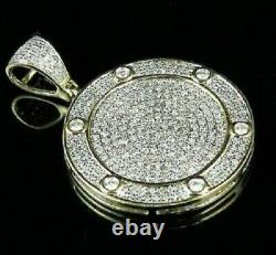 Real Moissanite 2.50Ct Round Cut Medallion Pendant 14K Yellow Gold Plated Silver