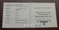 Royal Air Force RAF Centenary Huge 70mm Gold-Plated 6-Medallion Boxed Set 2018