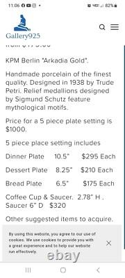 Royal Berlin Arcadia Gold 2 place settings & platter Medallion Germany
