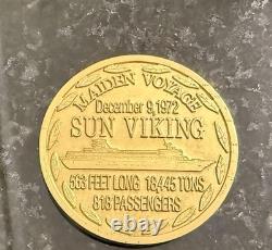 Royal Caribbean Viking 1972 Maiden Voyage Medal Gold Plated Sun