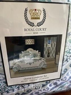 Royal Court Afton Printed Mosaic Queen Comforter Set 4 Pc