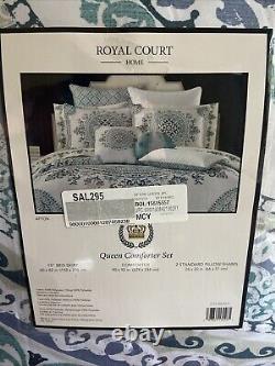 Royal Court Afton Printed Mosaic Queen Comforter Set 4 Pc