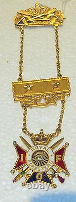 Royal Forester Rare C 1905 Gold, Diamond, Ruby & Emerald 14 Kt Enamel Medal 38.5g