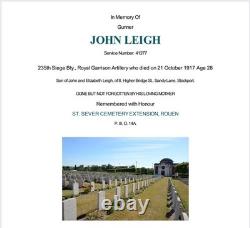 Royal Garrison Artillery Died of Wounds 1917 British WW1 Medal Trio Stockport