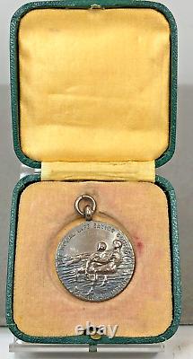 Royal Life Saving Society Award of Merit Sterling Silver Medal RR Thomson 1929