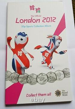 Royal Mint Official London Olympic 2012 50p Sports Album & Completer Medallion