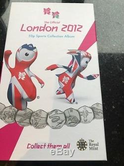 Royal Mint Olympic 50p Royal Mint Folder complete with all coins and medal