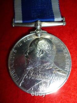 Royal Navy Long Service Medal Edward VII to Chief Stoker Ellis H. M. S. Andromache