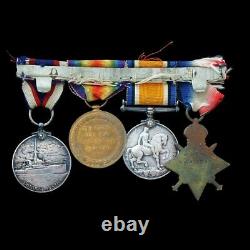 Royal Navy & Royal Fleet Reserve WW1 Trio & Long Service Medal Group. Lifesaving