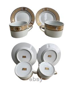 Royal Scotland 14-Piece Versace Style Gold Lattice & Medallion China Serving Set Royal Scotland 14-Piece Versace Style Gold Lattice & Medallion China Serving Set