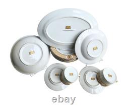 Royal Scotland 14-Piece Versace Style Gold Lattice & Medallion China Serving Set